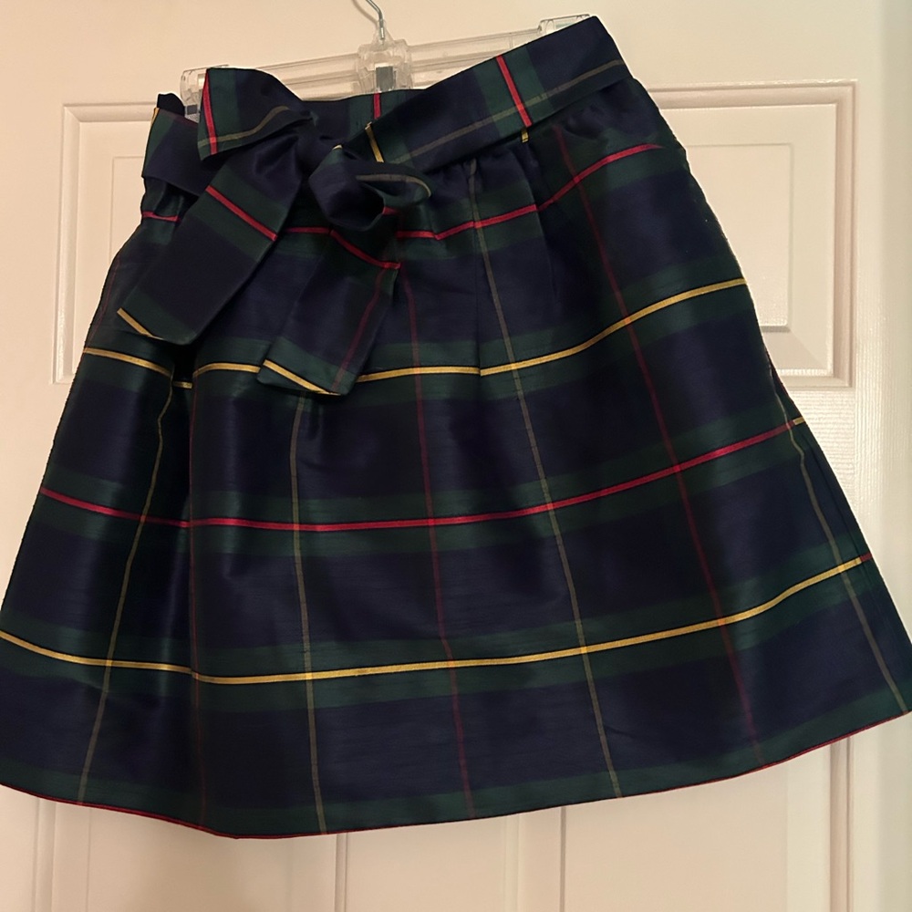 Plaid Navy Skirt with Bow